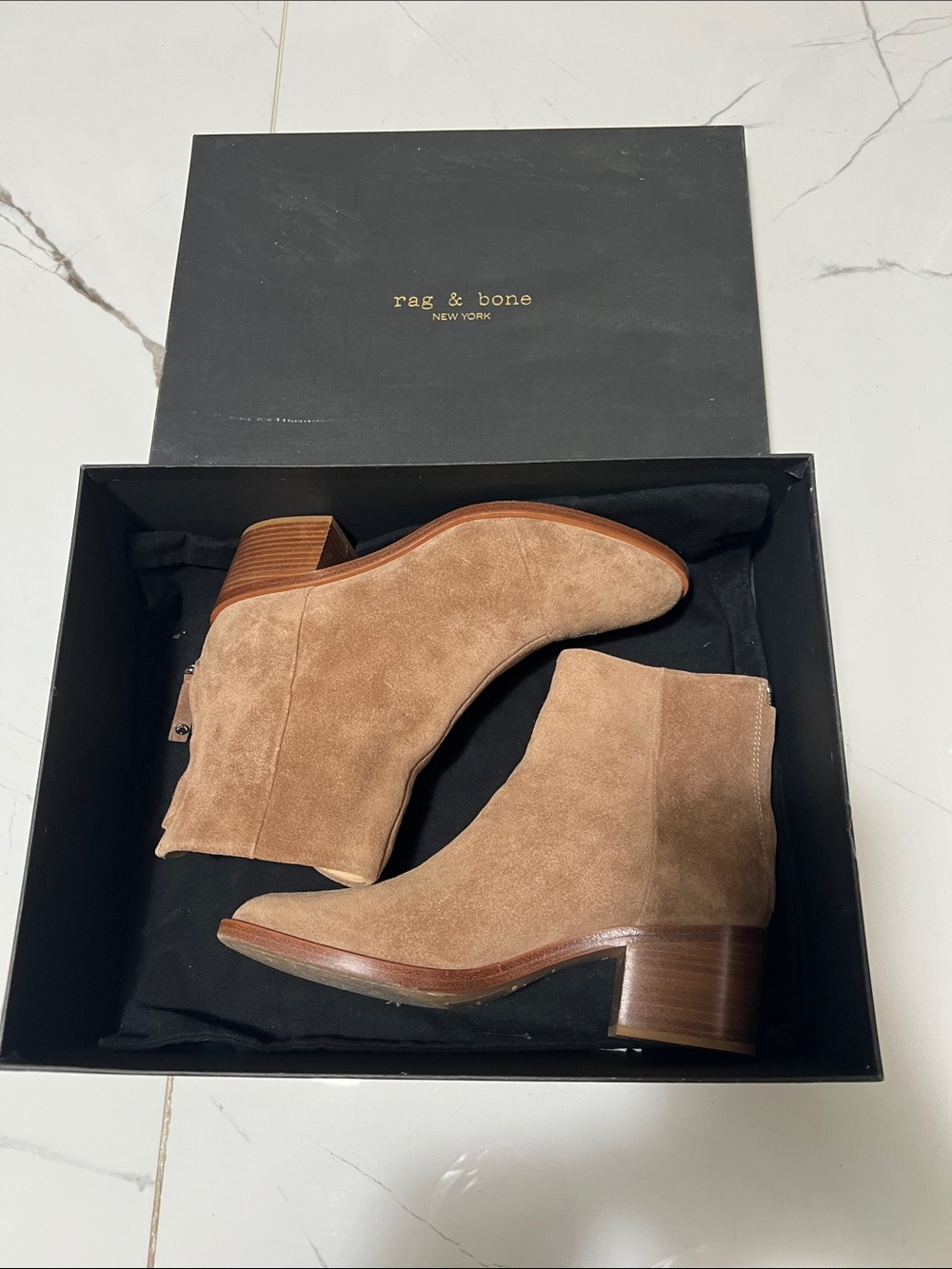 rag & bone Suede Ankle Booties in Tan Brown